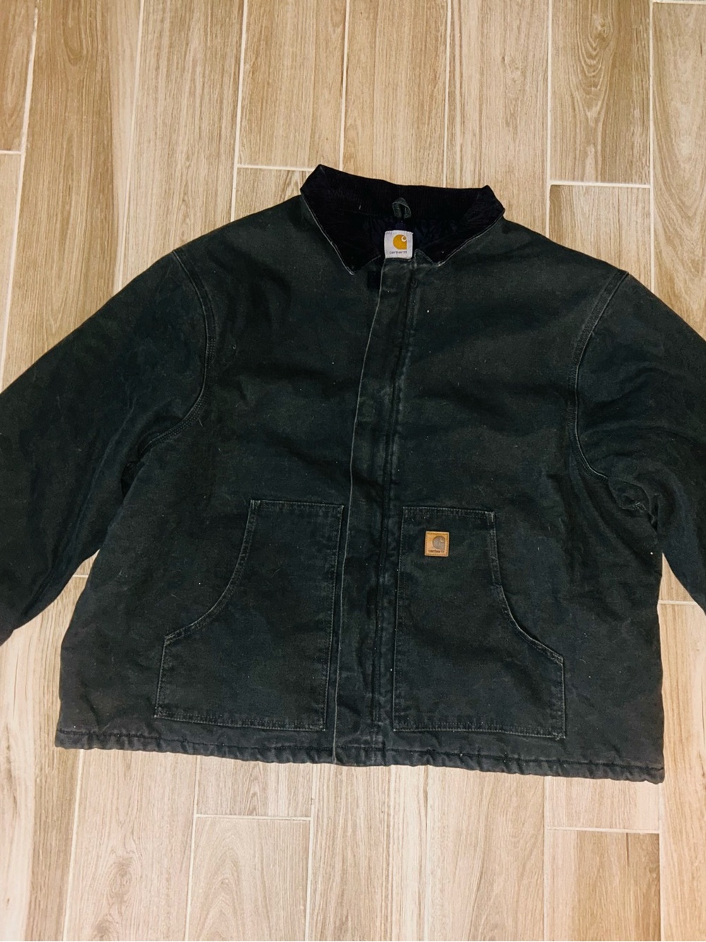 Carhartt Vintage Black Detroit Thick Coat Corduroy Collar 3X Excellent Condition